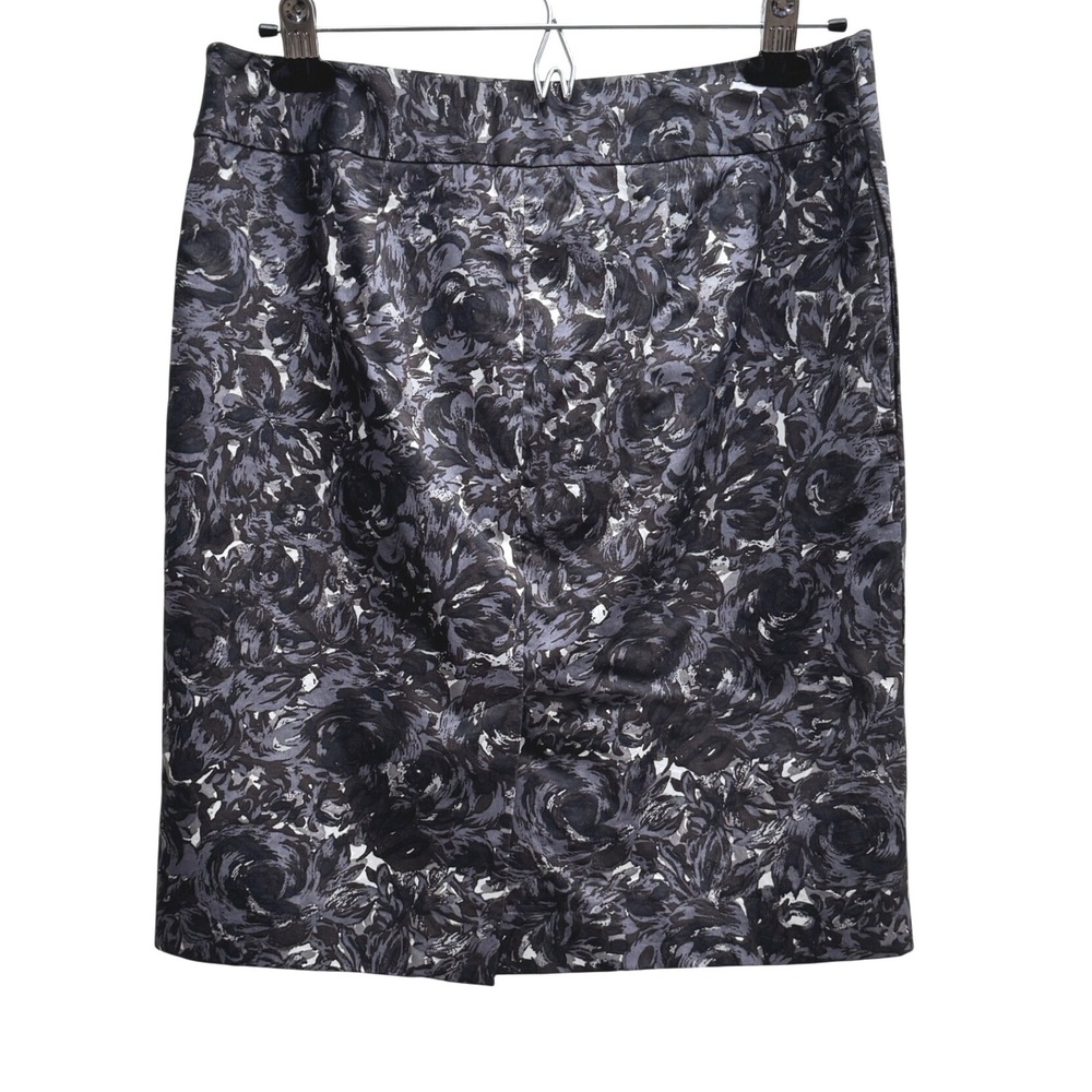 Ann Taylor LOFT Floral Pencil Skirt Side Pockets Grey Black Size 6‎ Mini Skirt - Picture 3 of 6